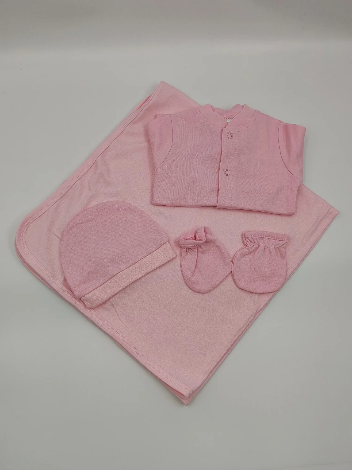 Conjunto de traje rosa para niña, mameluco, sombrero, mitones, manta para uso diario - imagen 5