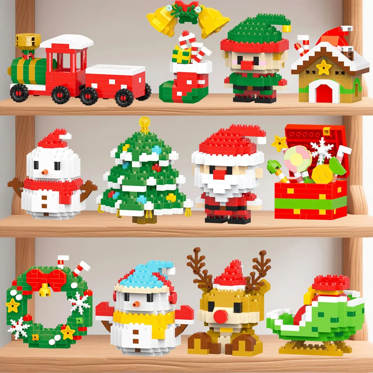 Juego educativo construcción de madera renos navideños para niños - imagen 2
