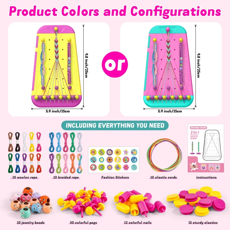 Kit pulseras de amistad con hilo elástico para tejer