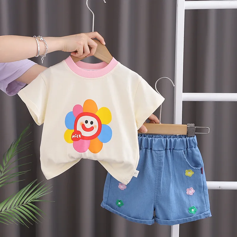 Nueva ropa de verano para bebés, traje para niños y niñas, camiseta bonita, pantalones cortos, 2 unids/set, disfraz informal para niños, ropa para niños, chándales infantiles - imagen 4