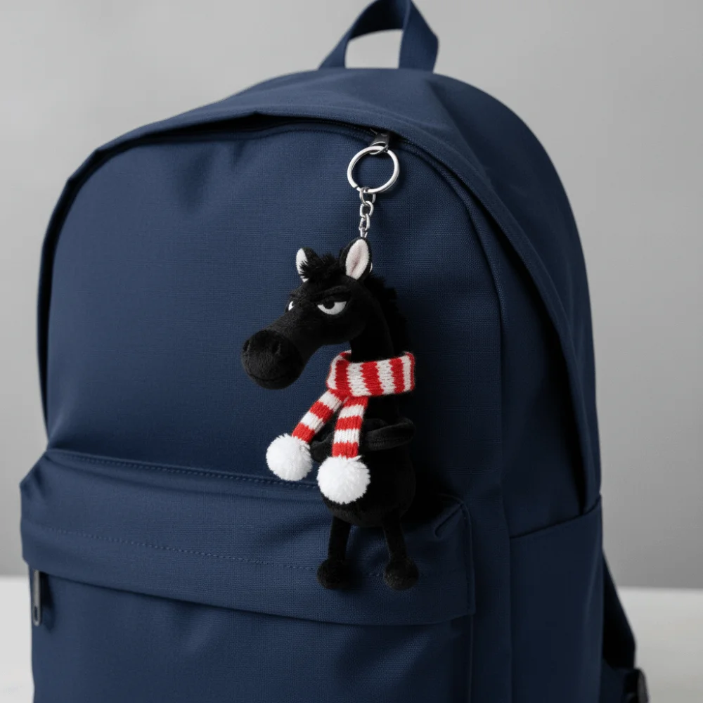 Lindo llavero de caballo de dibujos animados artesanía con bufanda Pony muñeco de peluche estilo de fantasía rosa caballo de simulación juguete regalo de Navidad