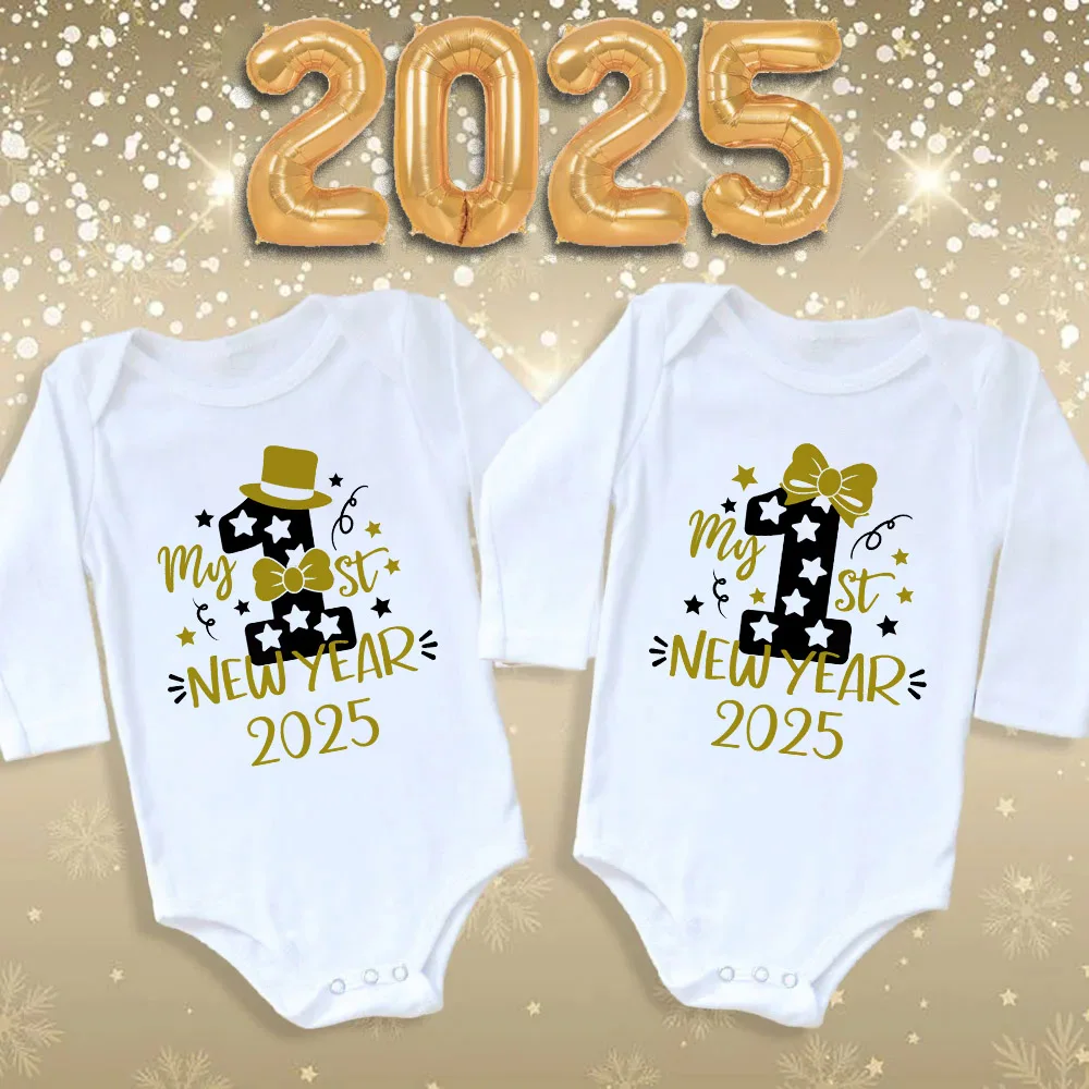 Mi primer año nuevo 2025, Body para bebé, pelele infantil, regalo de Año Nuevo para bebé, mono de manga larga para niño, ropa, regalos de ducha para recién nacido