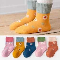Carttoon – Calcetines de punto algodón con flores para niños