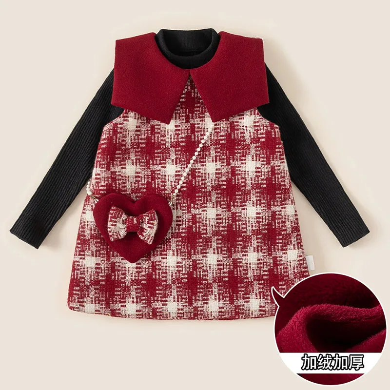 Vestido princesa invierno bebé sin mangas lazo Año Nuevo Chino bolso - imagen 2