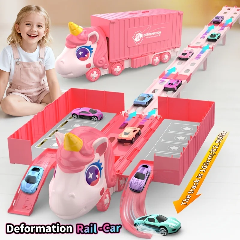 Pista de carreras plegable para niños con coches y camiones juguete - imagen 4