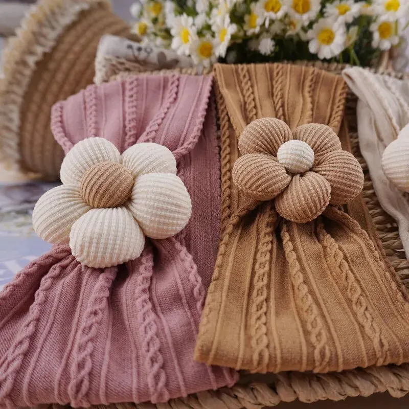 Diademas bonitas para bebé, diademas elásticas suaves con flores para recién nacidos, turbante para niños y niñas, accesorios para el cabello para niños - imagen 5
