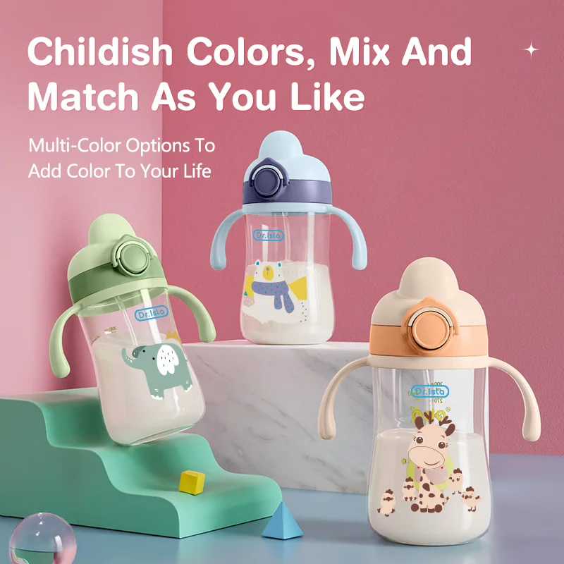 MAMIJOY-botellas de agua para bebé de 300ml, taza de alimentación de bebé con pajita, biberón para aprender a alimentar, tazas de entrenamiento para niños sin BPA - imagen 4
