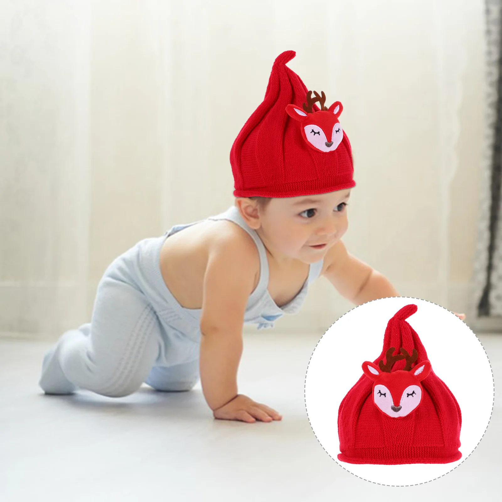 Gorro de Navidad para bebé, gorro de invierno para bebé, gorros cálidos y cómodos, accesorios para el cabello rojos - imagen 5