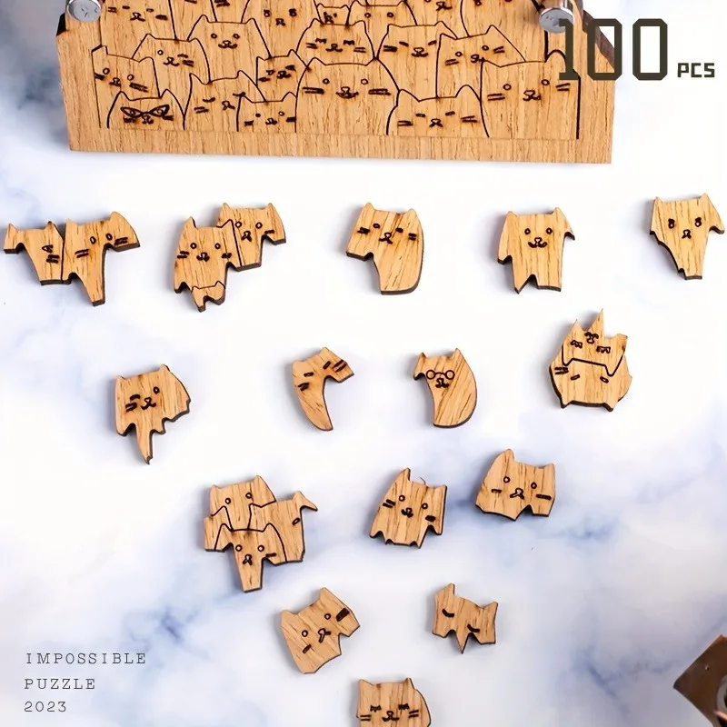 Puzzle de madera con gatos educativo para niños y adultos - imagen 2