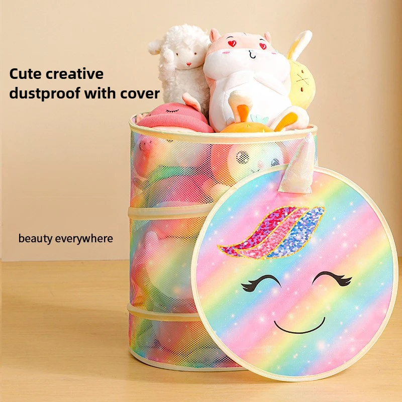 Contenedor organizador de juguetes de peluche plegable, cesta de almacenamiento para niños con asas, caja de almacenamiento de muñecas plegable para guardería y sala de juegos