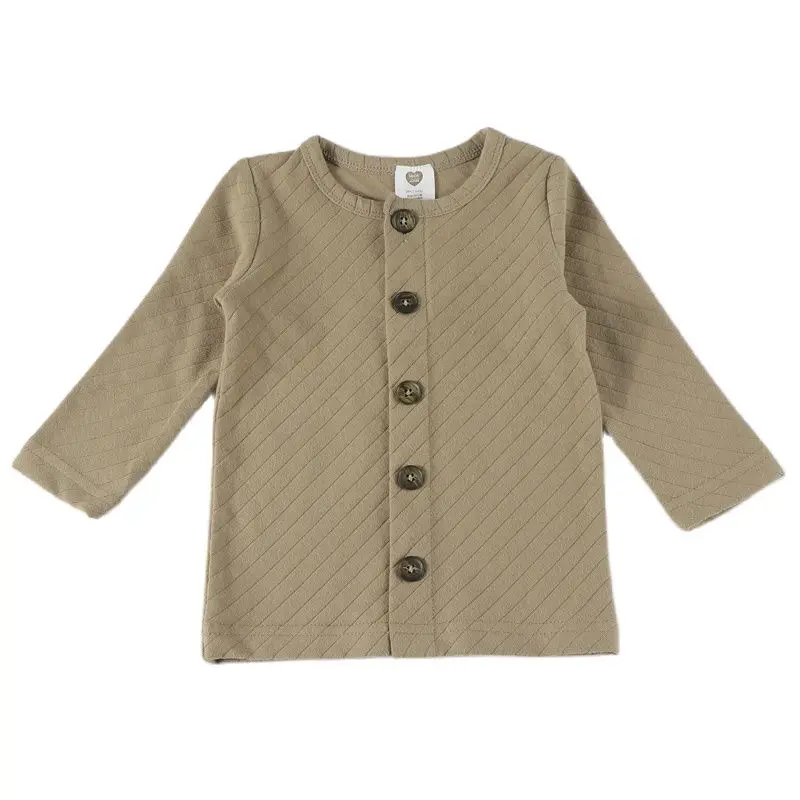 Camiseta de manga larga para niños y niñas, ropa de algodón con cuello redondo, top acanalado diagonal, 9M-14t