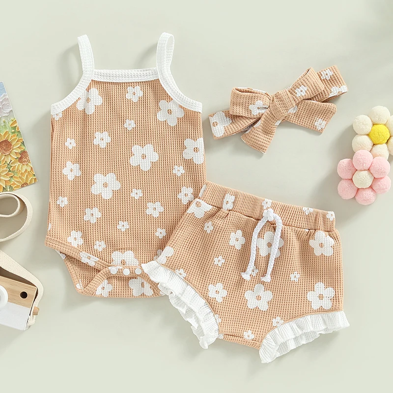 Conjunto peleles verano niña sin mangas floral tirantes diadema - imagen 2