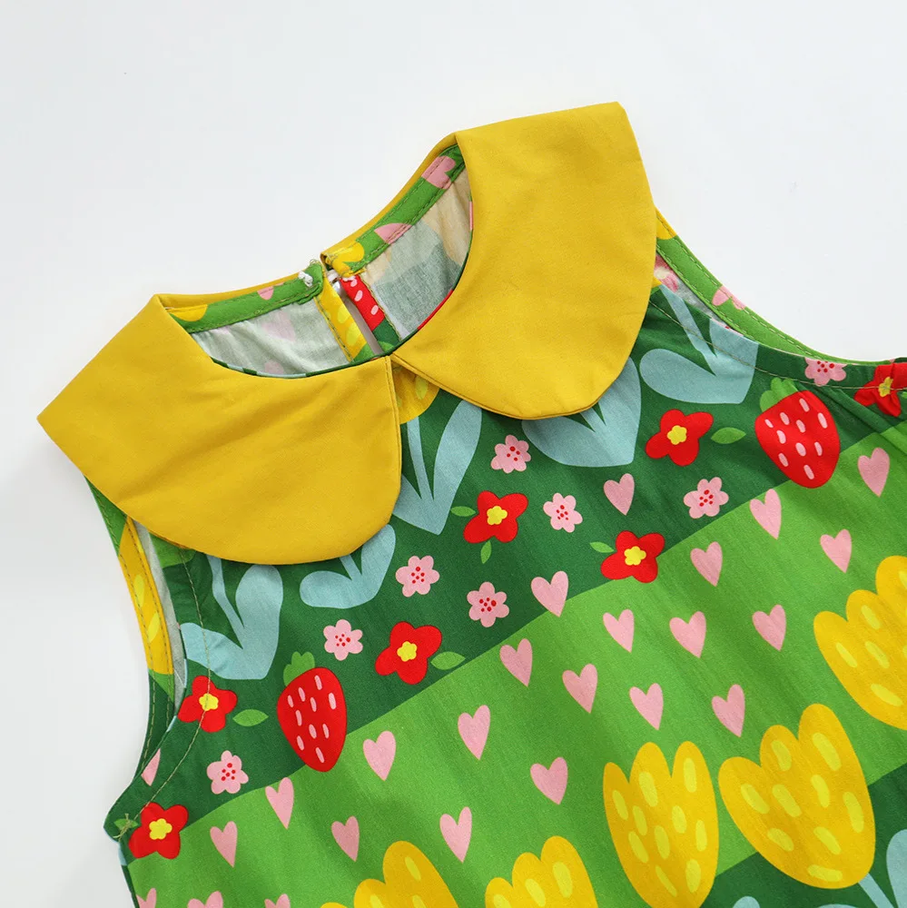 Vestido princesa sin mangas para niña – Estampado floral de verano - imagen 4