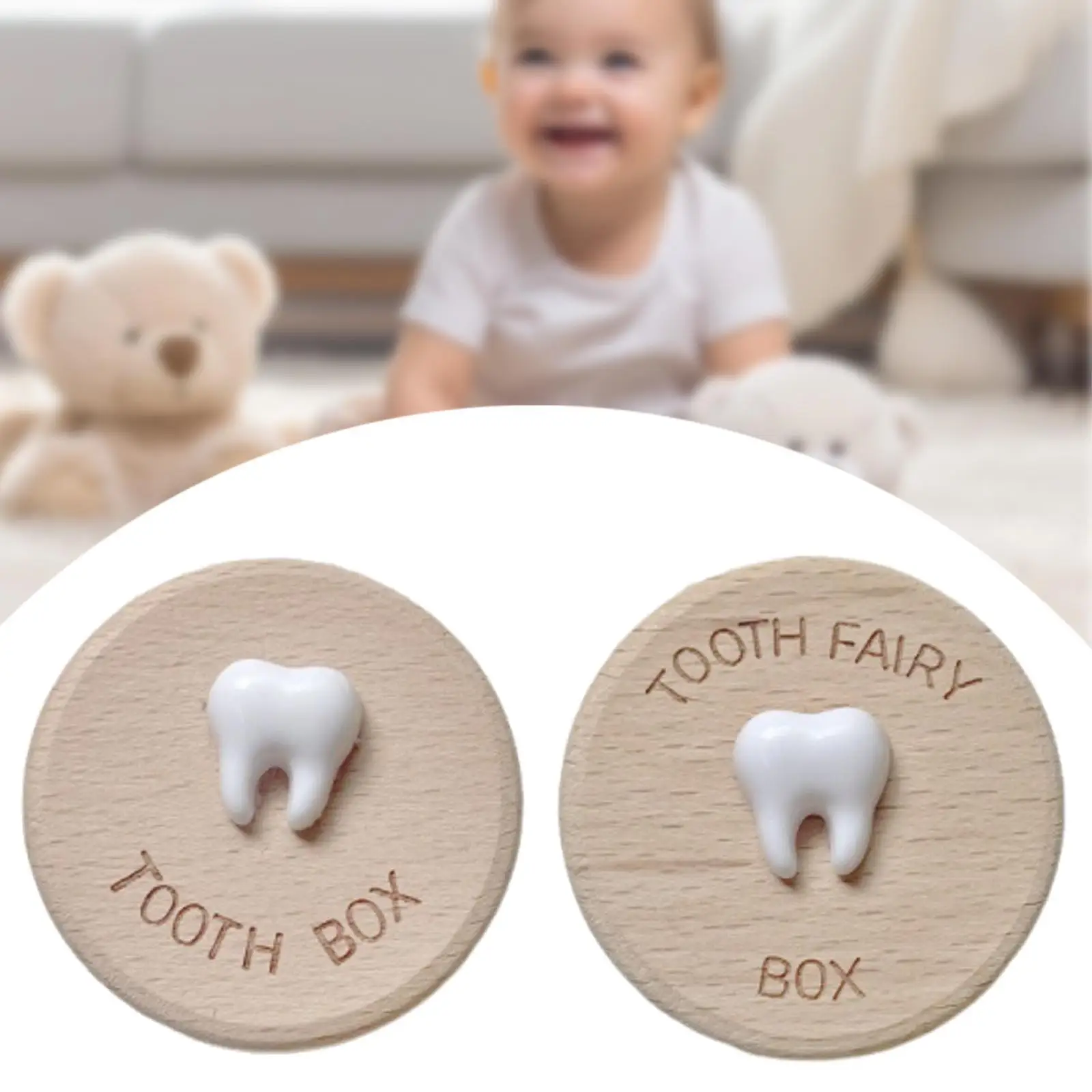 Tooth Fairy Box Portable Lost Tooth Storage Collection Box Fetal Hair Wooden Baby Box for Birthday Gift Kids Baby Children