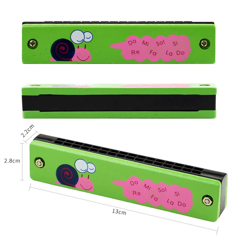 Wooden Harmonica Children Day Gift Birthday Party Favors Cartoon Pattern Lovely Noise Making Gathering Parties Instruments TMZ - imagen 2