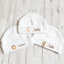 Gorro de algodón personalizado para recién nacido – Nombre bordado