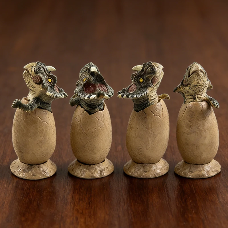 Juego de figuras de dinosaurios para incubar, Tiranosaurio Rex Triceratops Raptor, decoración coleccionable de animales, Mini modelo de juguete, regalo para niños, 3 uds. - imagen 5