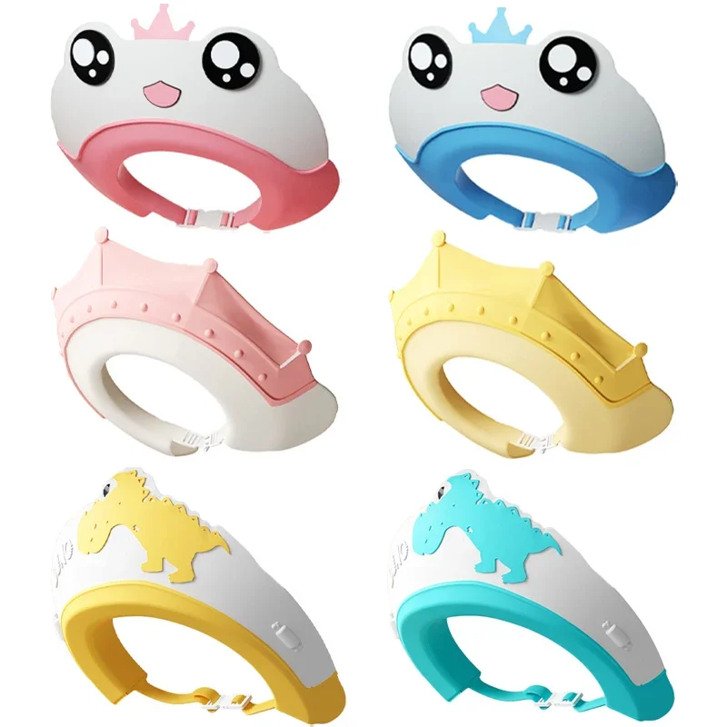 Gorro de champú para bebé, protector para el cabello infantil de dibujos animados, protección impermeable para los oídos, gorro de baño para niños, gorros de ducha ajustables para niños