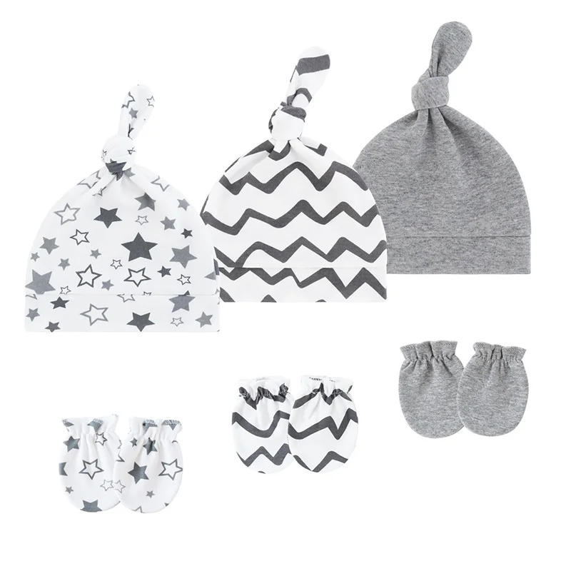Gorro para recién nacido con guantes de algodón estampados - imagen 5