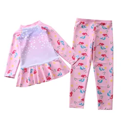 Traje de baño infantil dos piezas manga larga con protección solar