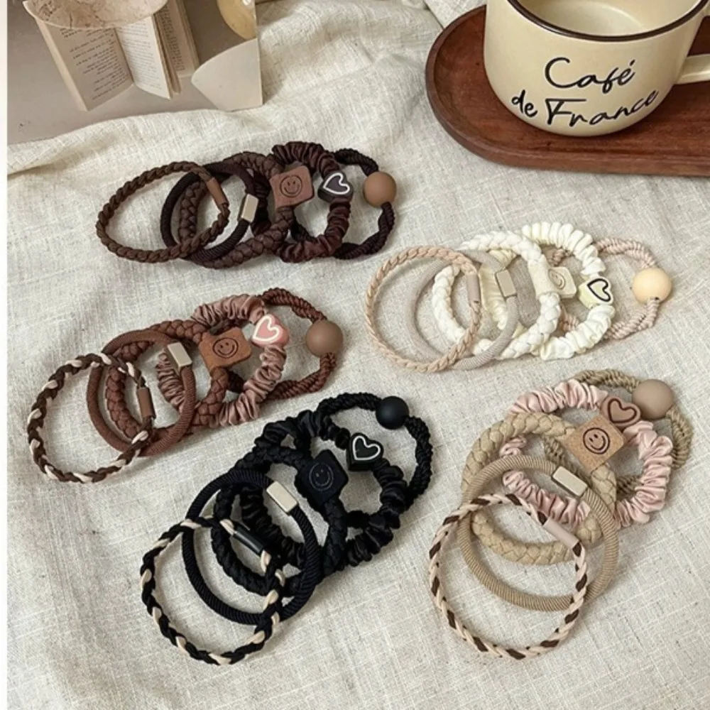 Anillo para el cabello para mujer y niña, accesorios para el cabello, banda de cuero de alta elasticidad, temperamento Simple, cola de caballo alta, durabilidad, nuevo estilo, 5 uds. - imagen 2