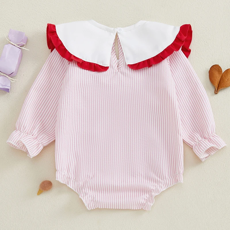 SUNSIOM 0-18 meses bebé niña pelele de burbujas manga larga cuello de muñeca estampado de rayas mono ropa de otoño para recién nacido - imagen 3