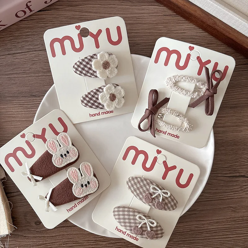 2 uds estilo coreano dulce café lechoso pinzas para el cabello de bebé lindo lazo Floral BB Clips para niñas flequillo todo-fósforo pasadores de pelo para niños - imagen 2