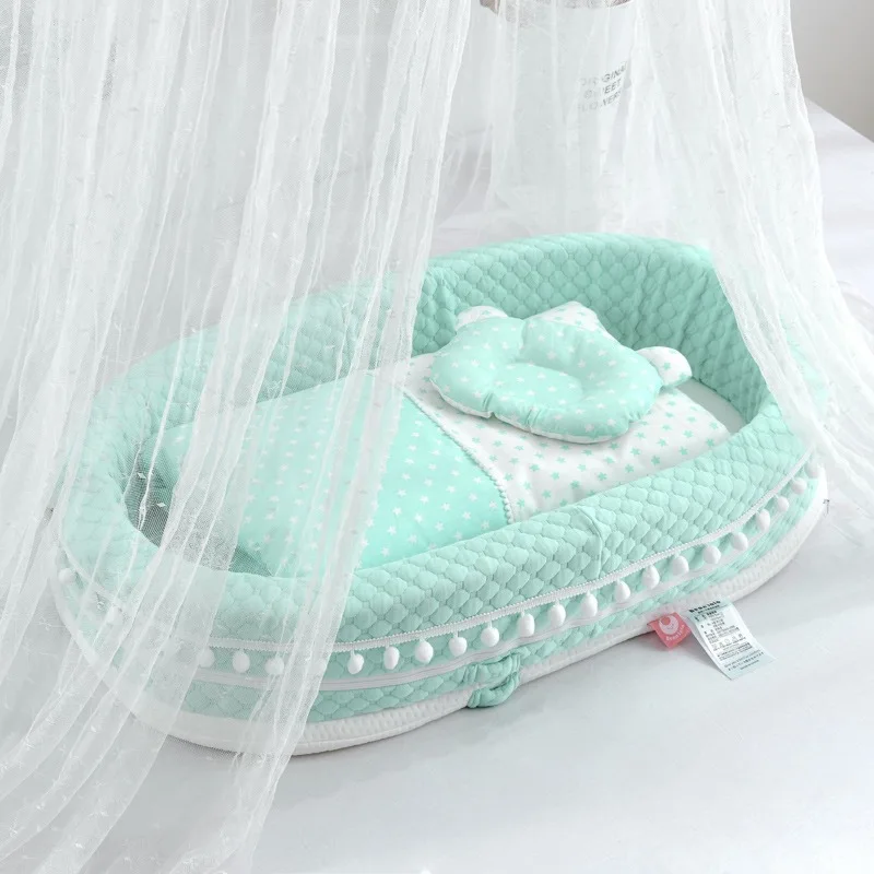 Cuna para bebé con lados altos y base mecedora, moisés desmontable portátil, tumbona lavable para bebé, cama para recién nacido - imagen 2