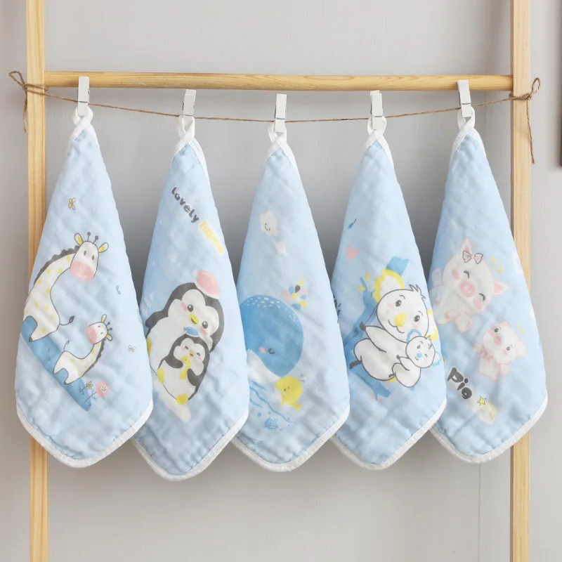 Toalla cuadrada de algodón de 6 capas para bebé, pañuelo para saliva, tamaño elástico de 30x30cm, 5 piezas - imagen 5