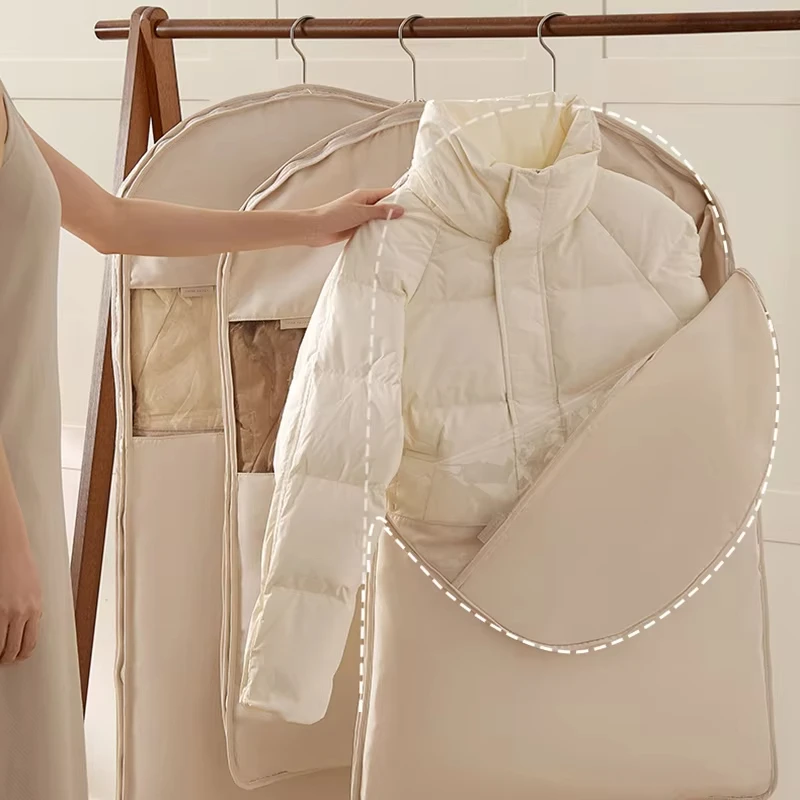 Bolsa de almacenamiento de compresión para chaqueta colgante, cubierta visible a prueba de polvo, organizador de guardarropa que ahorra espacio para abrigos de invierno, 1 ud. - imagen 5
