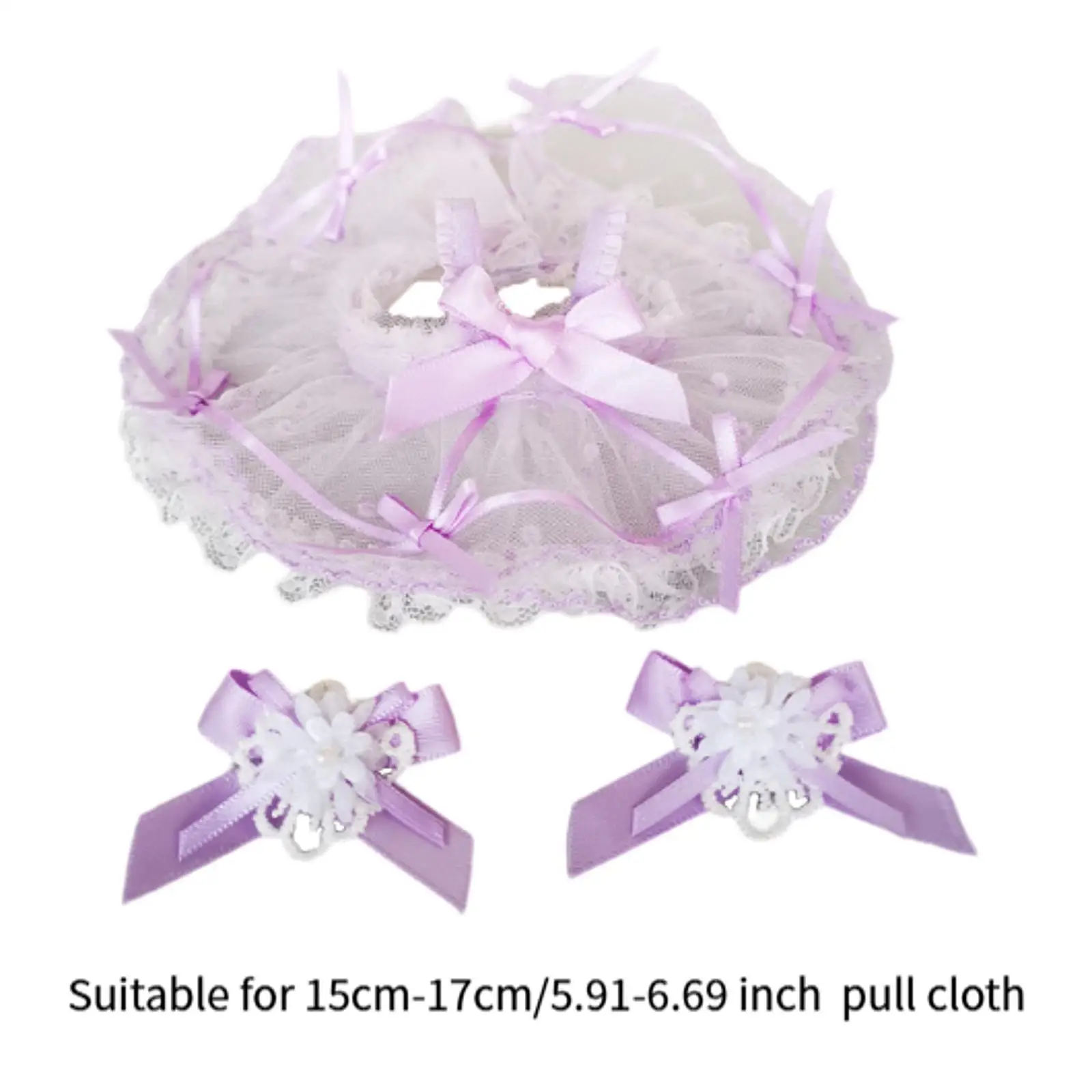Plush Dolls Lace Dress Outfits, with Hairpin Accessory, Dress up Lace Dress, for 15-17cm/5.91-6.69inch Doll