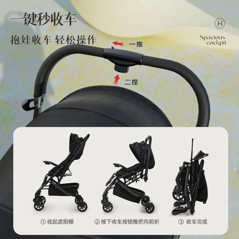 Cochecito de bebé plegable, ligero, reversible, que puede sentarse y acostarse en ambos direcciones. - imagen 3