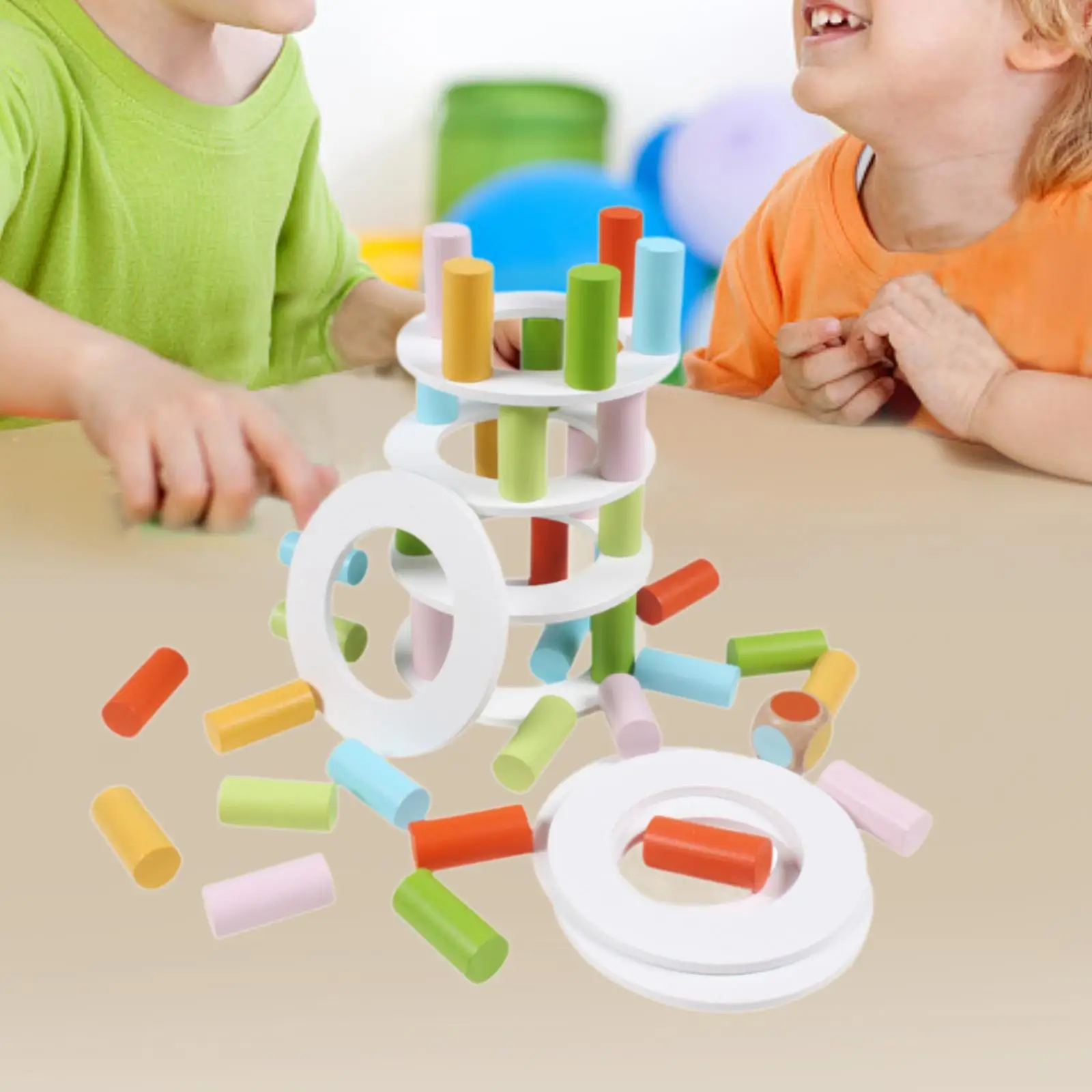 Toppling Leaning Tower Toy Wooden Tumble Tower for Adults Kids Boys Girls