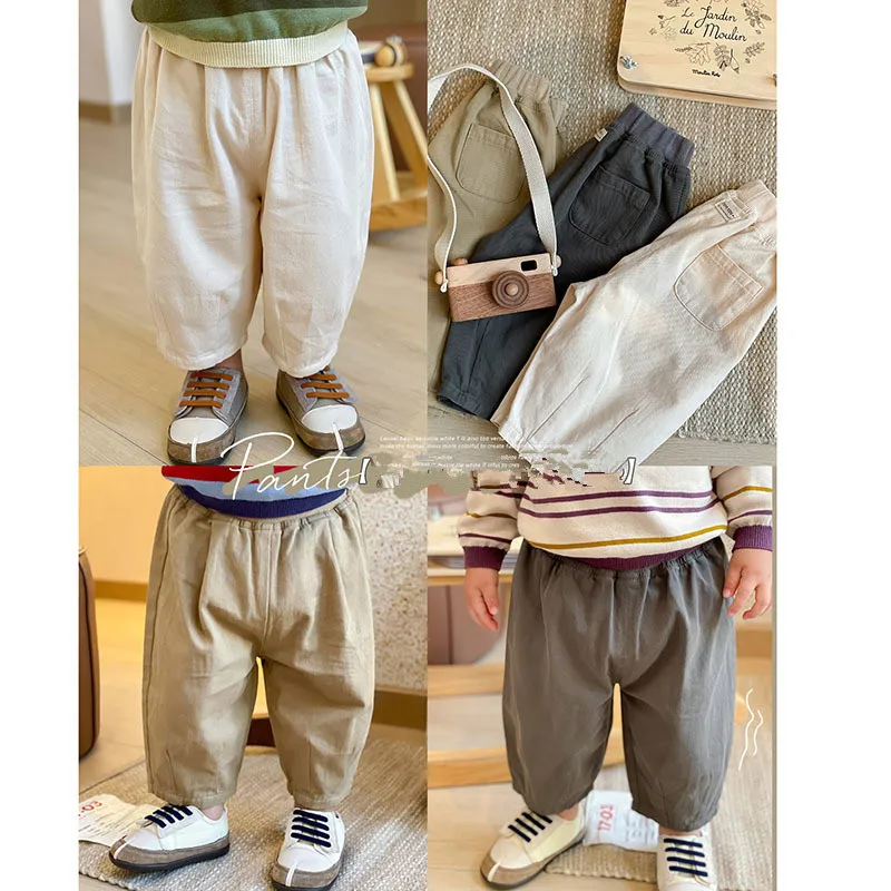 Pantalones de algodón vintage para niños con cintura elástica - imagen 5
