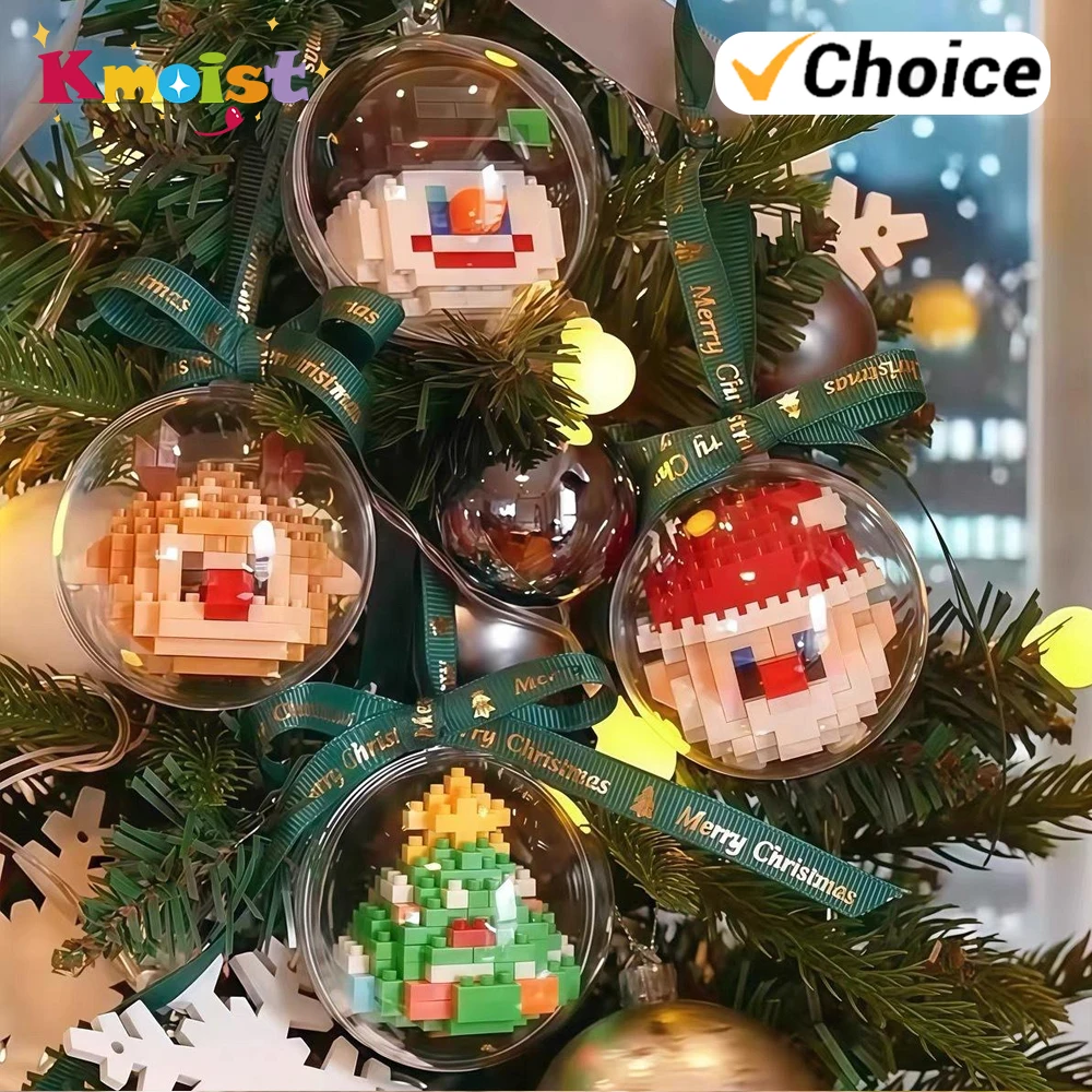 Adornos navideños infantiles con microbloques para árbol
