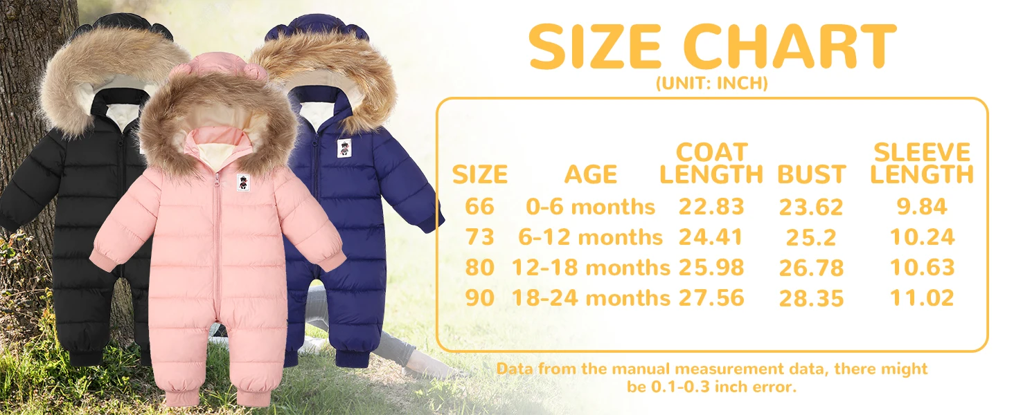 Baby Boy Snowsuit Infant Clothes Coat Winter 1t 2t Toddler Snow Suit