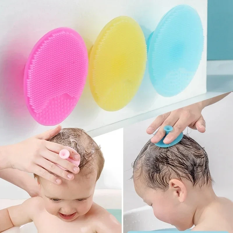 Cepillo de silicona para baño de bebé – Masajeador suave para el cuero cabelludo