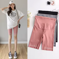 Verano fino fresco maternidad medio corto Legging cintura alta vientre calzoncillos ropa para mujeres embarazadas embarazo pantalones cortos calientes