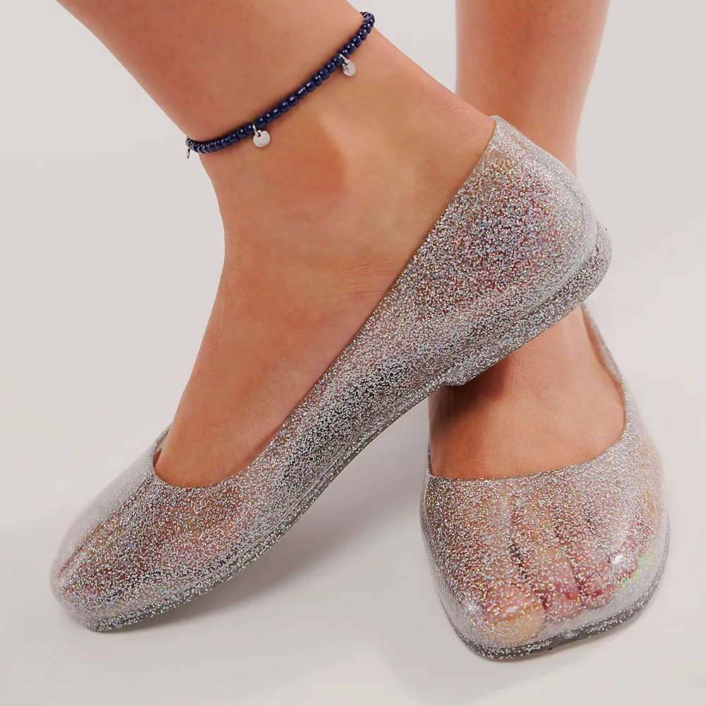 Sandalias transparentes de PVC suave para mujer – Punta cuadrada