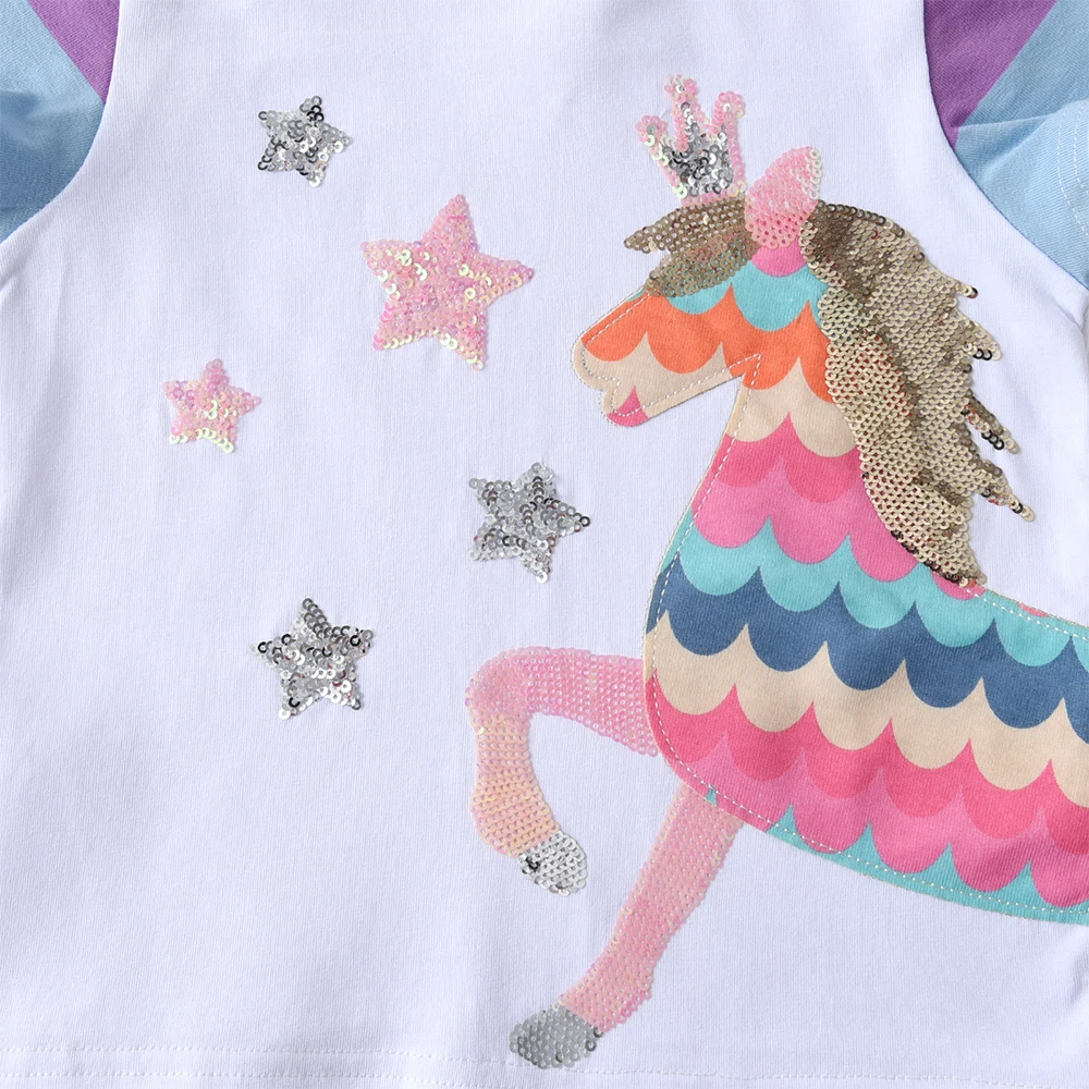 DXTON conjunto veraniego de niña unicornio arcoíris - imagen 4