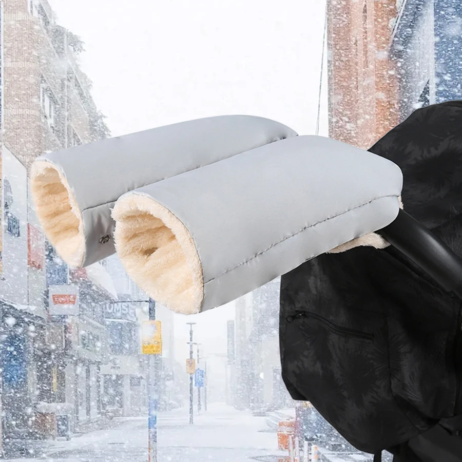 Guantes para cochecito, 1 par, invierno, a prueba de viento, cálidos, estilo Simple, guantes universales para cochecitos, accesorios impermeables para cochecito de bebé - imagen 3