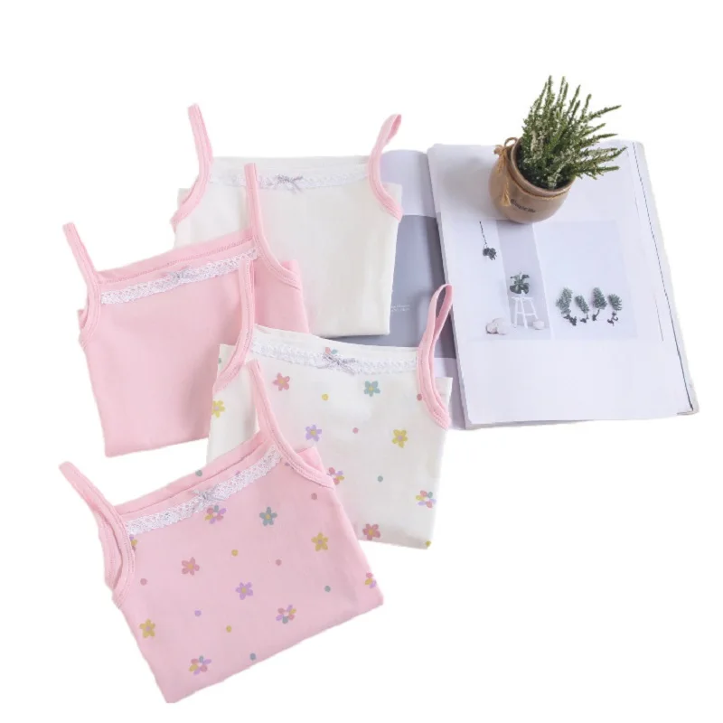 Chaleco con tirantes para niñas de 3 a 10 años, camisa interior de algodón para bebés, versión coreana, camisa de fondo para niños de verano, chaleco pequeño de encaje - imagen 5