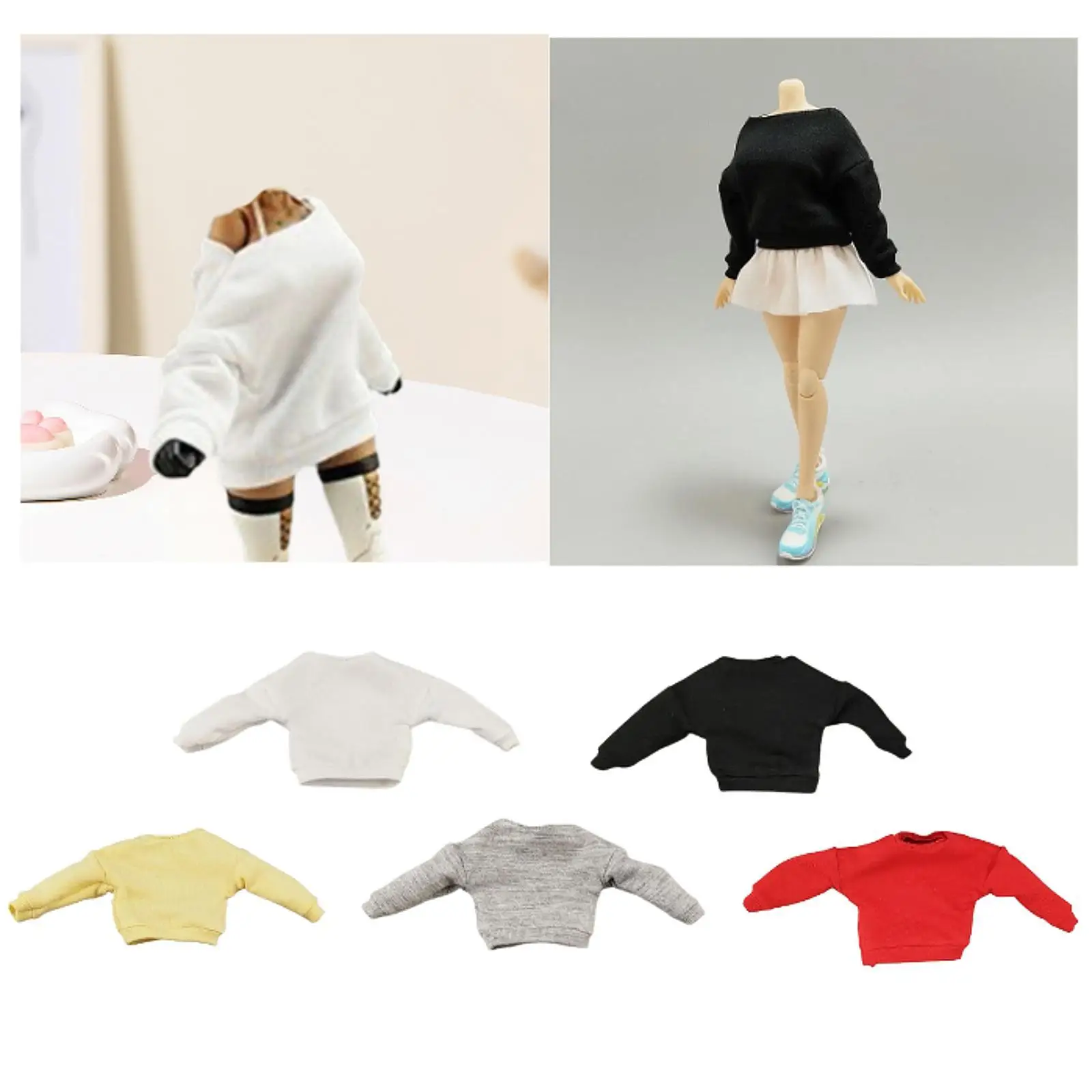Suéter de punto para muñecas, disfraces para niñas pequeñas, decoración en miniatura, trajes para muñecas, ropa para muñecas, figura de acción de 6 pulgadas, 1/12 - imagen 4