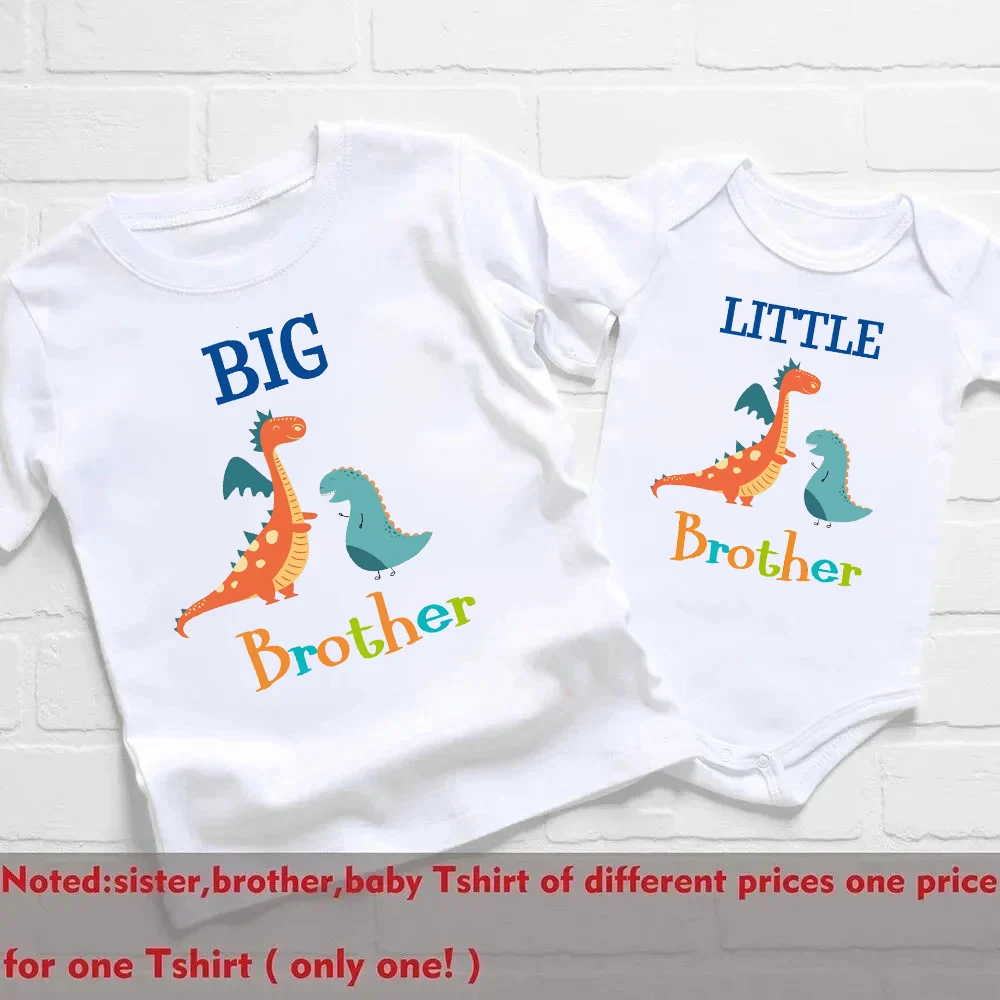 Camisas familiares con estampado de dinosaurio para hermano mayor, ropa a juego para hermanos, camiseta de manga corta para niños, mono para bebé - imagen 4