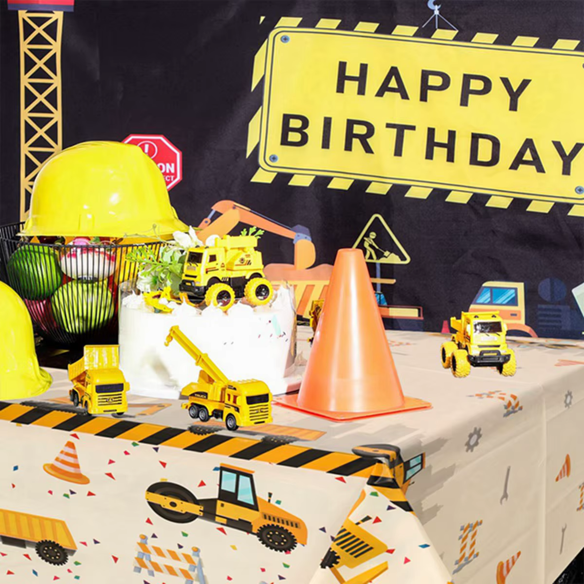 Mantel temático vehículos de construcción para fiestas infantiles - imagen 2