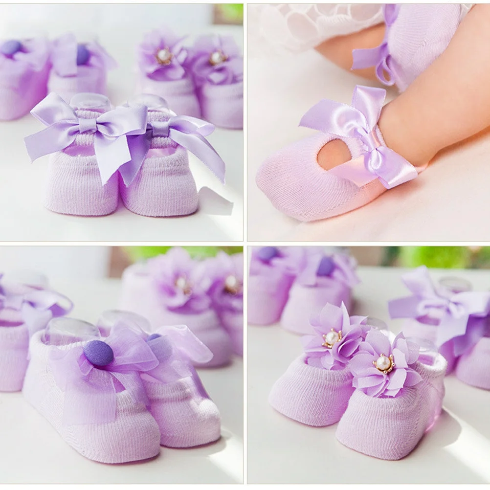 1 par de calcetines de bebé antideslizantes de algodón suave transpirables para niños pequeños tamaños elásticos absorbentes del sudor calcetines de suelo - imagen 2