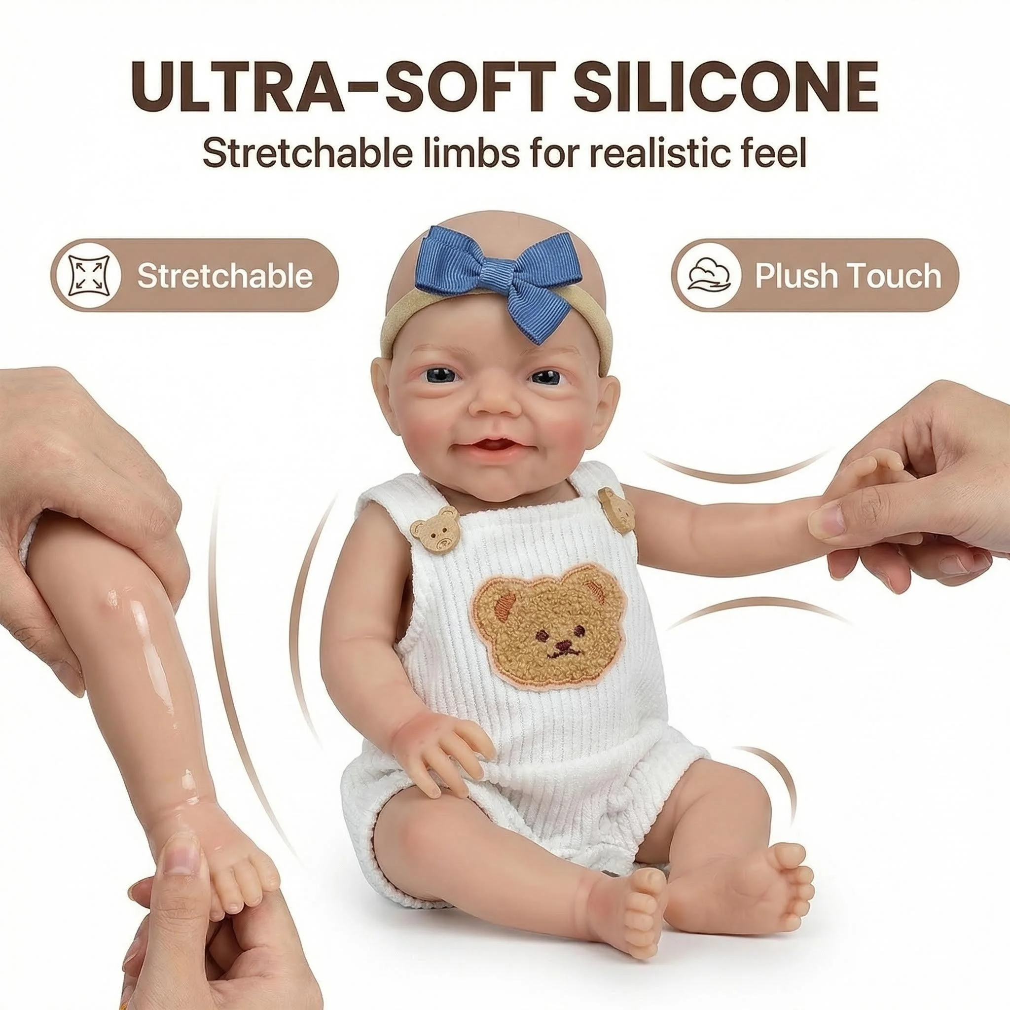 Muñeca reborn Charlie de silicona platino con boca abrible prematuro - imagen 3