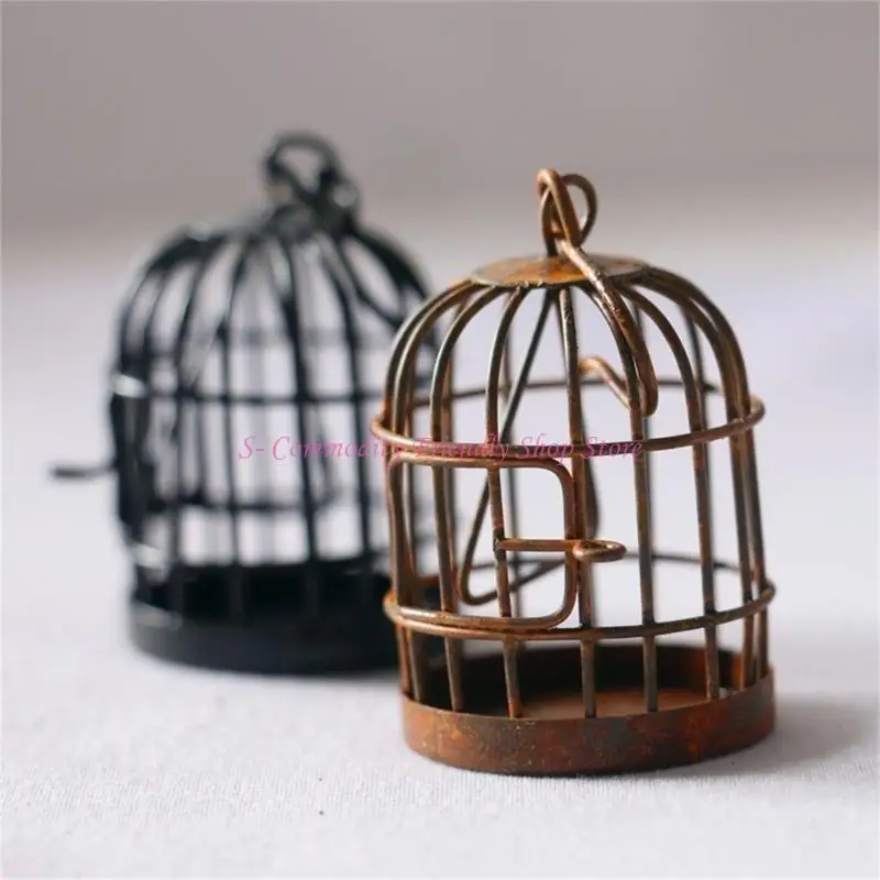 85ae Fun Birdcage Jaula pájaros Ventajero juguete Lindo escritorio jardín Suministro tiendas