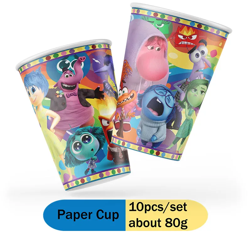 Suministros de fiesta Inside Out de Disney, decoraciones, vajilla desechable de cumpleaños para niños, mantel, tema de fiesta de superhéroe, juego de favores para niños - imagen 3