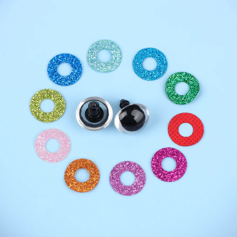 Ojos de cristal con purpurina de seguridad de plástico, coloridos, para juguetes, manualidades, animales, muñecas de ganchillo Amigurumi, 16mm, 18mm, 20mm, 24mm, 5 pares - imagen 4